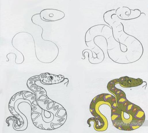 Урок рисования карандашом - будем рисовать змею