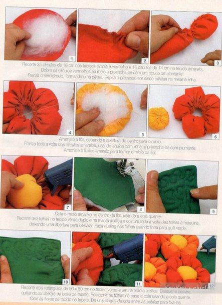 Полянка с цветами - мастеркласс в картинках, как сделать коврик