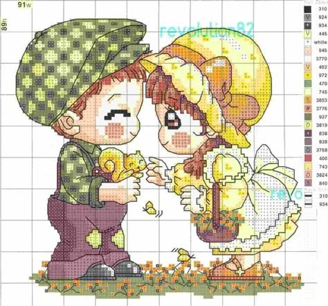 Схема вышивания крестиком. Мальчик и девочка (фото 2)