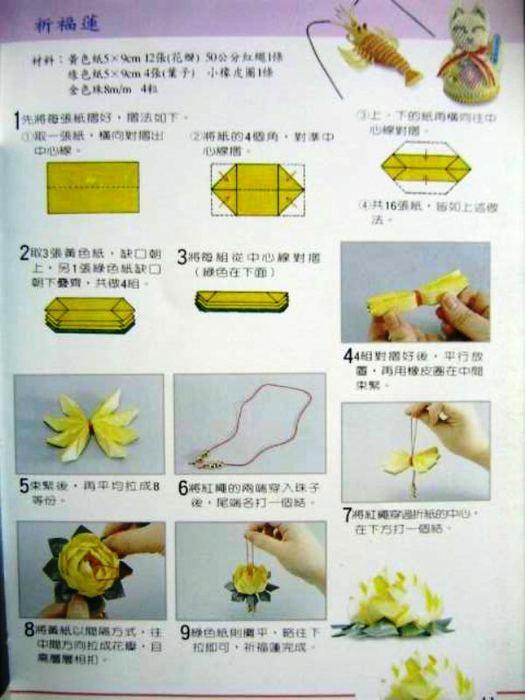 Искусство оригами - цветок лотоса, схема сборки