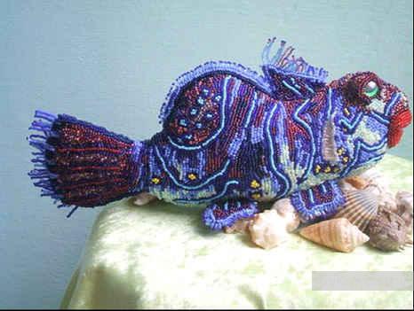 Рыба - фигурка из бисера, мастер класс, вишивание бисером