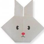 Оригами для детей - зайчик, схема сборки