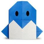 Пингвин - оригами для детей, схема сборки