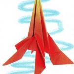 Оригами для детей - ракета. Схема сборки
