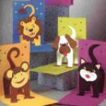 Двигающиеся открытки своими руками - лев, обезьяна, кот и собака. Поделки для детей