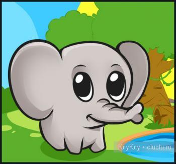 Слоненок - учимся рисовать, пошаговый метод