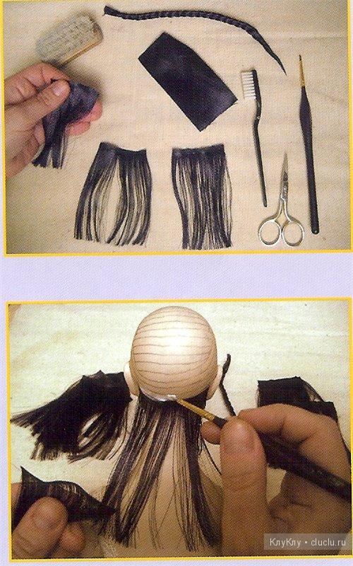Волосы для куклы из атласных лент, мастер класс