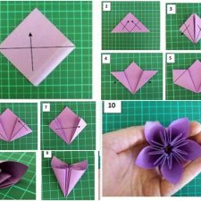 Сложные схемы для сборки оригами цветов из бумаги