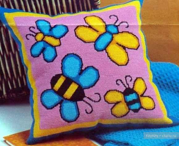 Бабочки - схема для подушки, вышивание крестом