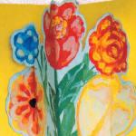 Открытка букет цветов - детская поделка из картона