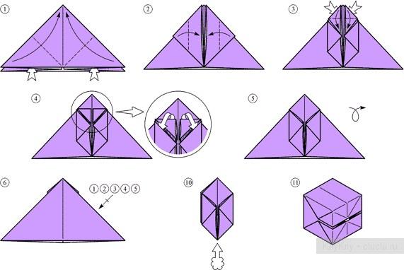 Водяная бомбочка из бумаги  - поделки из бумаги. Схема оригами