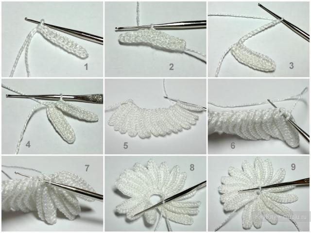 Ромашка - вязание цветов крючком, описание и фото