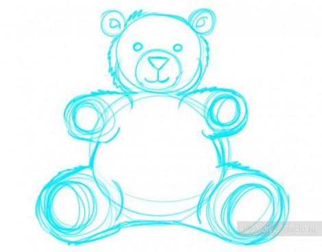 Плюшевый медвежонок. Простой урок пошагового рисования
