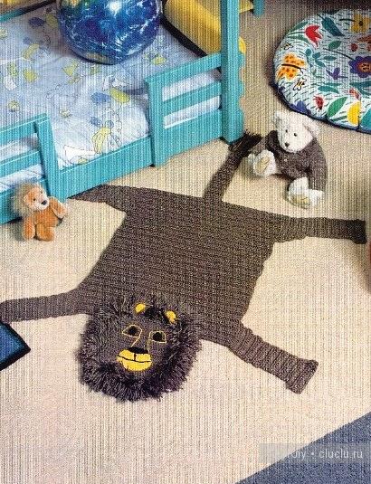 Как связать коврик в детскую комнату. Лев