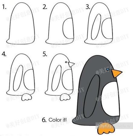 Пингвин - простой урок пошагового рисования