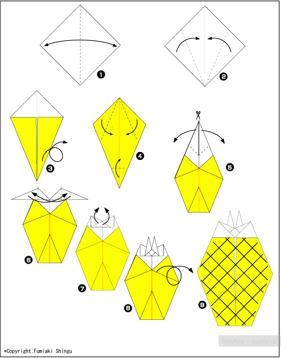 Оригами ананас - поделка для детей