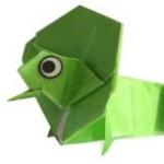 Детское оригами - ящерица, схема сборки