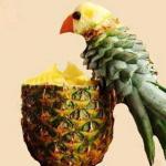 Карвинг фото - попугай из ананаса
