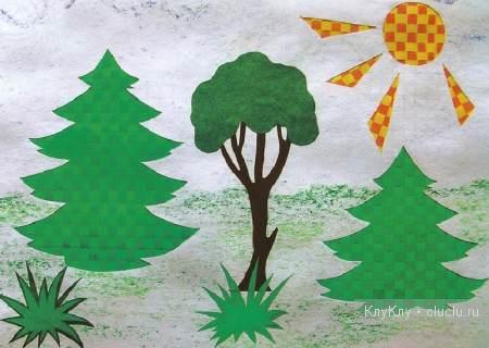 Плетеные коврики из цветной бумаги. Аппликации. Детское творчество