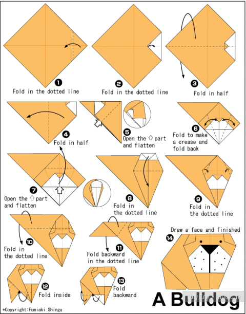 Детское оригами - собачки, схема сборки