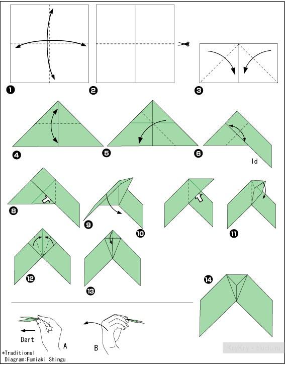 Оригами цикада - поделка из бумаги