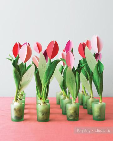 Цветущие тюльпаны - поделка из картона. Украшаем интерьер