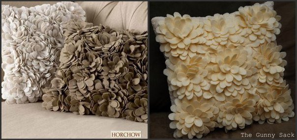 Декоративные подушки своими руками с цветами из фетра