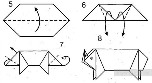 Свинка - простая схема оригами. Поделка для детей