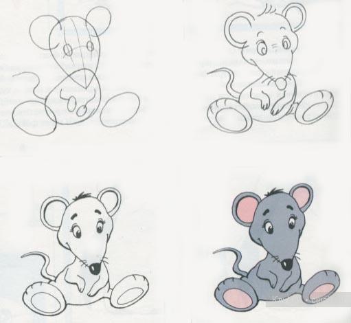 Урок поэтапного рисования - рисунок мышки