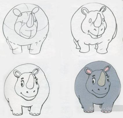 Как нарисовать карандашом носорога