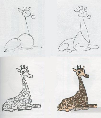 Рисунок жирафа - урок рисования животных поэтапно / Уроки рисования для  начинающих карандашом, поэтапный метод / КлуКлу | 458