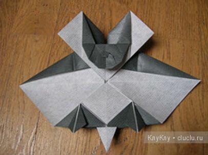 Летучая мышь. Сложное оригами со схемой сборки