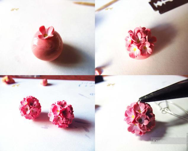 Серьги с цветочками из полимерной глины